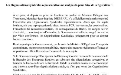 Les Organisations Syndicales représentatives ne sont pas là pour faire de la figuration !!