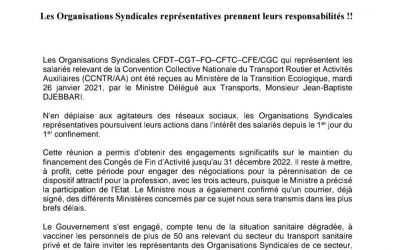 Communiqué de Presse     Les Organisations Syndicales représentatives prennent leurs responsabilités !!