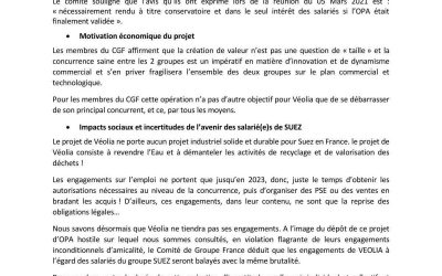 Le comité de Groupe France SUEZ rejette unanimement le projet d’OPA hostile de Véolia