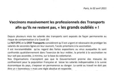 CDP/ Vaccinons massivement les professionnels des Transports…