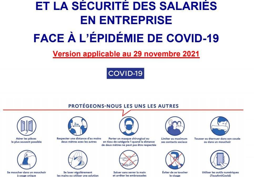 Nouvelle version PROTOCOLE NATIONAL COVID-19 Version applicable au 29 novembre 2021