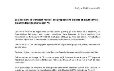 Salaires dans le transport routier, des propositions timides et insuffisantes,  qu’attendent-ils pour réagir
