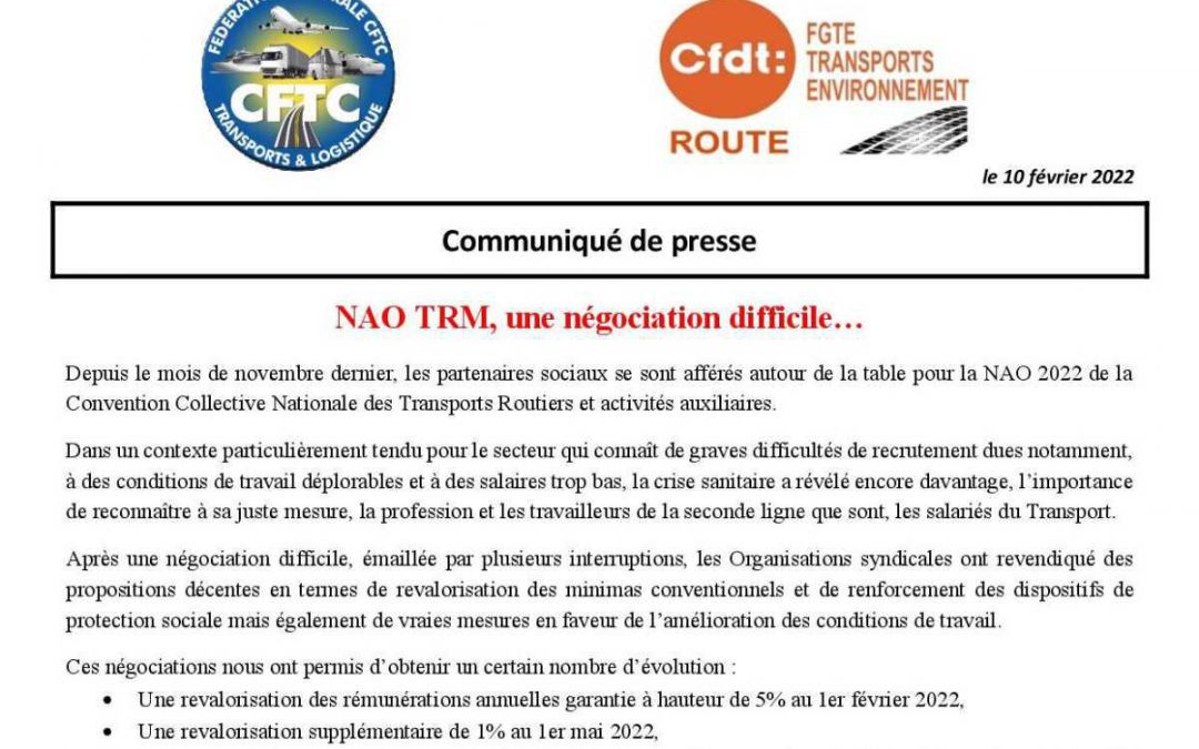 NAO TRM, une négociation difficile